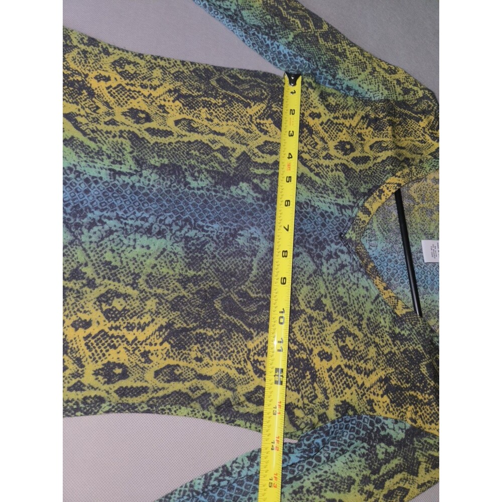 Carmen Marc Valvo Womens Long Sleeve Snake Print Top Green Blue Size XS - Picture 5 of 8